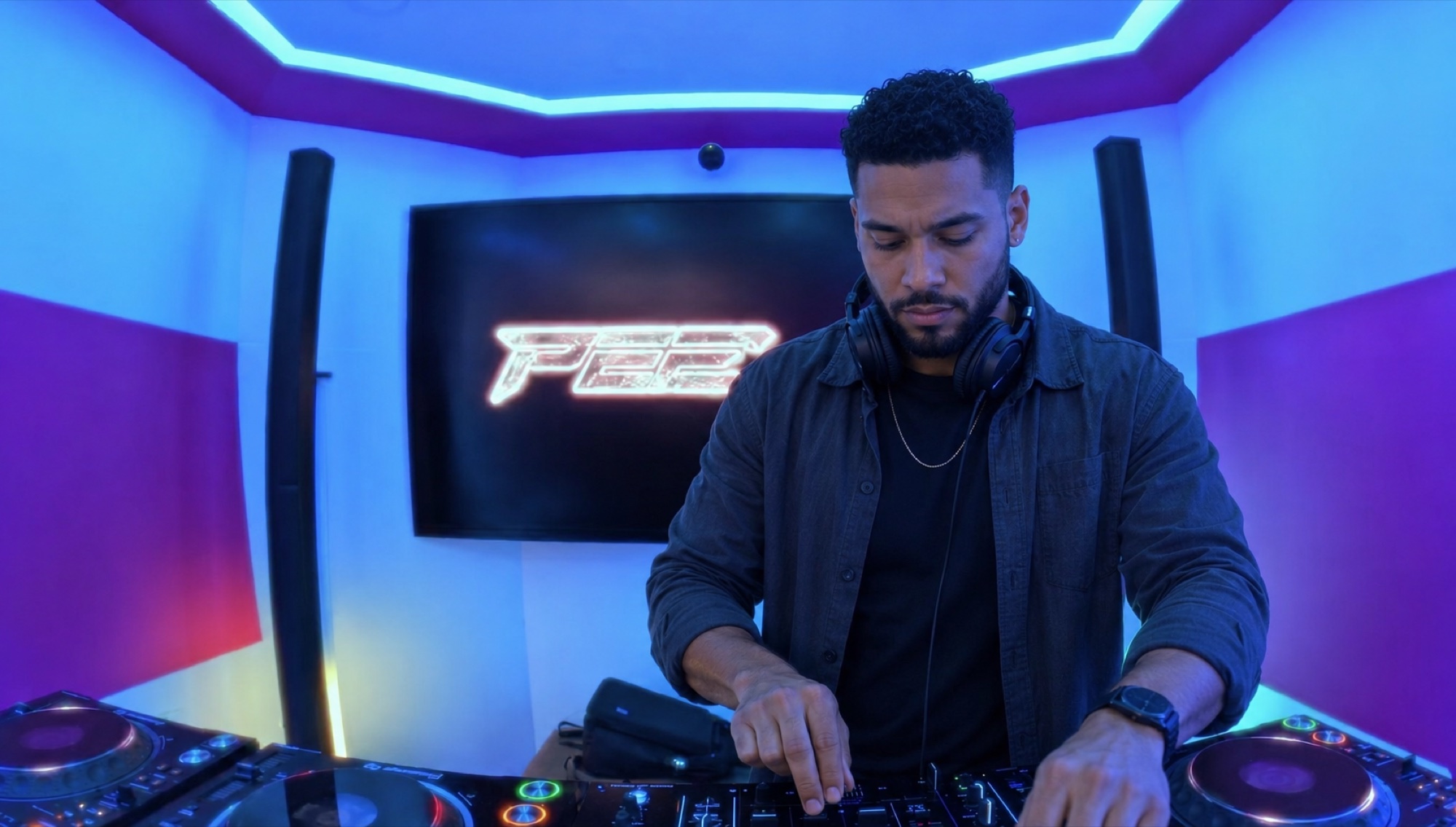 Solo DJ performing a long-form set in Aurora