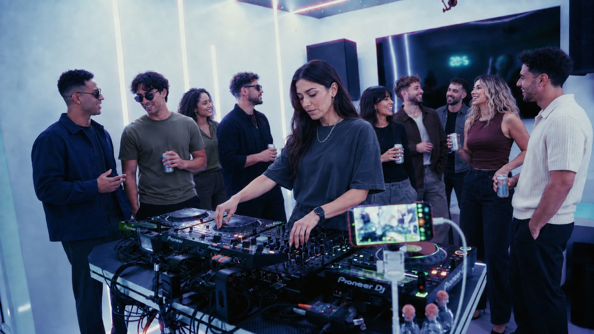 DJ performing with a registered crowd during a Portal production